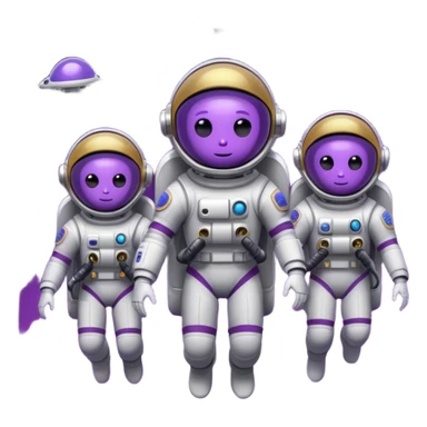 Purple alien floating with jetpack, white Astronauts sticker