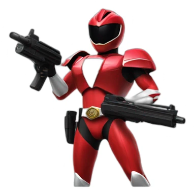 red power ranger with a police gun sticker