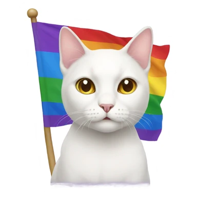 white cat with lgbt flag sticker