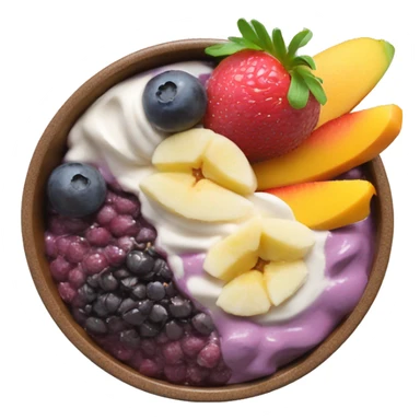 Creamy açaí bowl with fruits and spoon sticker