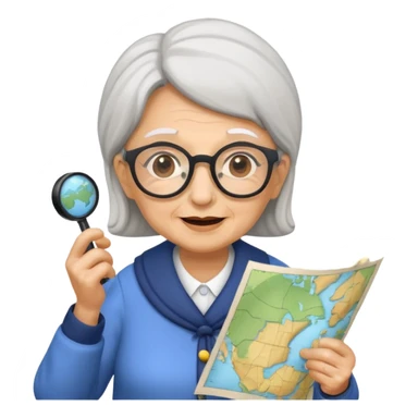 tourist old woman with glasses holding map sticker