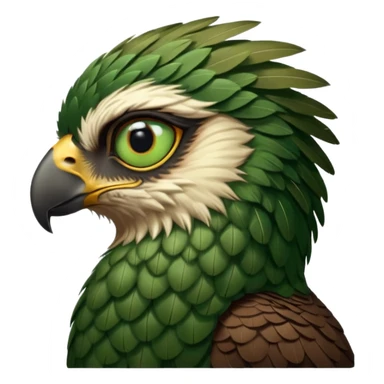 close up of just the eye at the side profile of the face of a green hawk that is looking away from the camera sticker