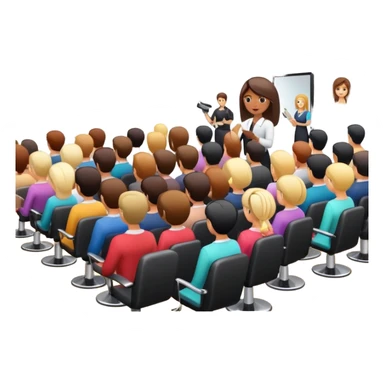 hair salon seminar with presenter and audience sticker
