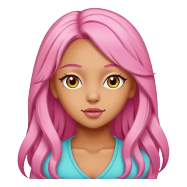 Doja Cat with pink long hair, tan skin sticker