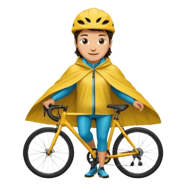 Cyclist with rain poncho sticker