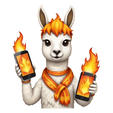 una llama de fuego que tenga en la mano un telefono sticker