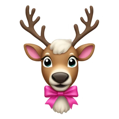 Reindeer with a pink bow sticker