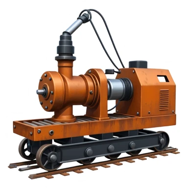 generate a rust-clear drill machine on tracks  sticker