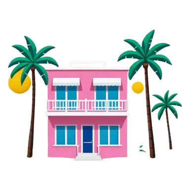 Matisse style pink SPAM art Miami beach landscape sticker