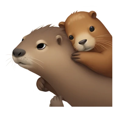 Detailed cute otter and capybara cuddling sticker