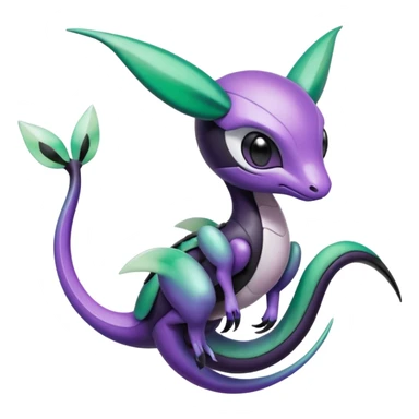 Violet-purple-black-white-gradients Meloetta-Rayquaza-Chatot-Pokémon-Fakémon-creature sticker