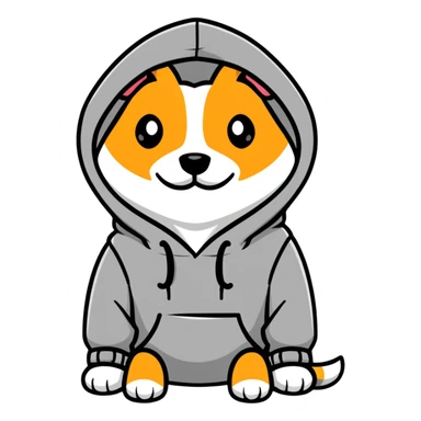 Dog wearing a hoodie sticker