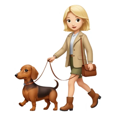 blonde girl walking with dachshund sticker