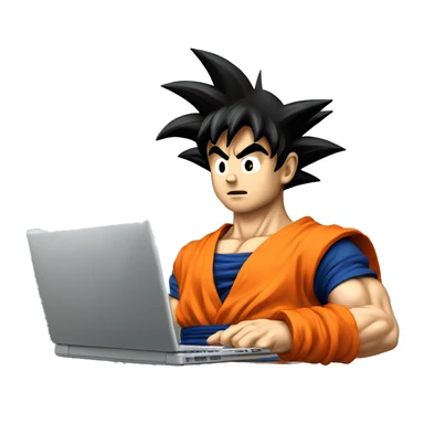 goku coding on laptop sticker