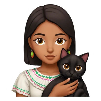 mexican girl holding a black cat sticker