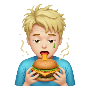 Guy with puking burgers sticker