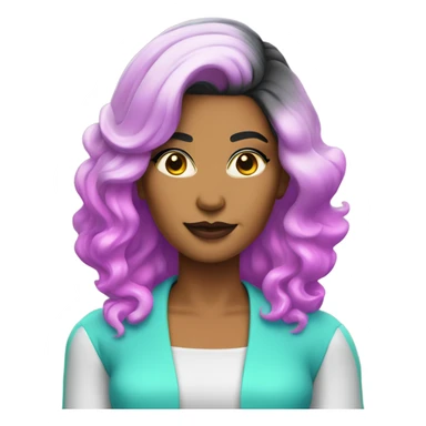 Tanned woman with black hair dressed in 1980s neon hair, makeup, and attire  sticker