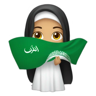 Arabic woman cover face Saudi Arabia flag sticker