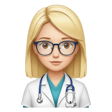 Una ragazza bionda e con gli occhiali che è un divisa da medico sticker