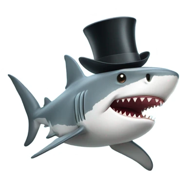 Shark with a top hat in the sea sticker