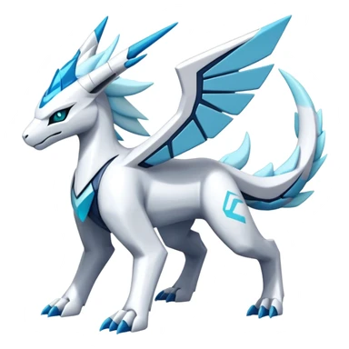 Futuristic Kyurem-reshiram-Glaceon-dialga-suicune-hybrid, full body sticker