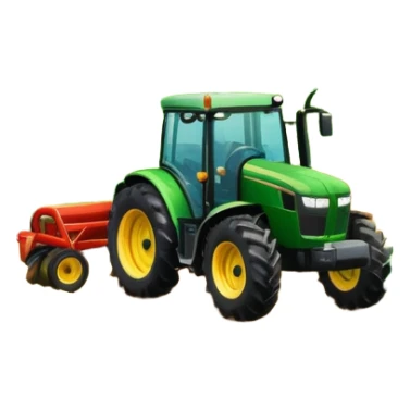 vibrant rural landscape with a tractor plowing fields, inspired by Farming Simulator 22. The design includes lush green fields, a barn, and a scenic countryside with trees and mountains in the distance. Transparent background sticker