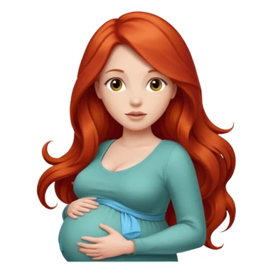 Красивая девушка с красными длинными волосами беременна с животом sticker