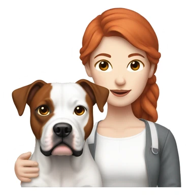 Red haired couple holding black and white English staffordshire sticker