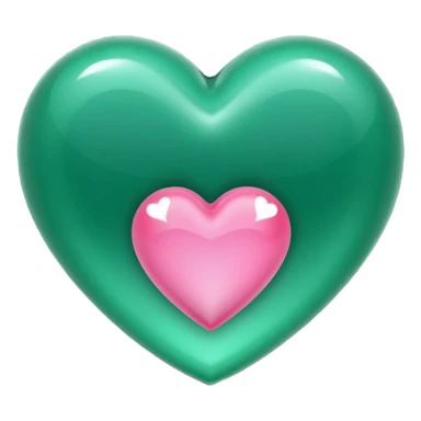emerald heart with one mini pink heart inside of it  sticker