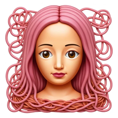 monalisa made of SPAM meat melted pink  spaghetti portrait sticker