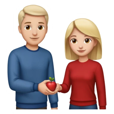 a man in casual clothes shaking hands with a girl, apple emoji style sticker