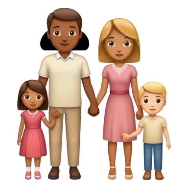traditional family with two parents and two children holding hands sticker