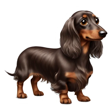 Chocolate dapple long haired dachshund spotted sticker