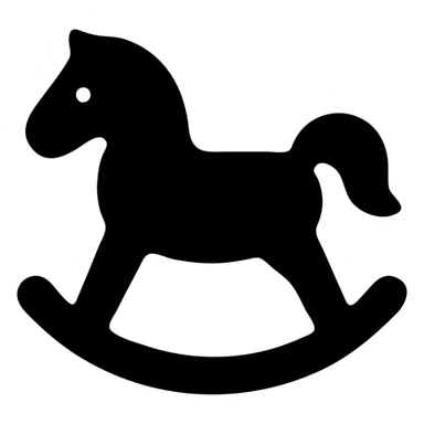 rocking horse, solid icon style, bold shape, filled silhouette, easily recognizable sticker