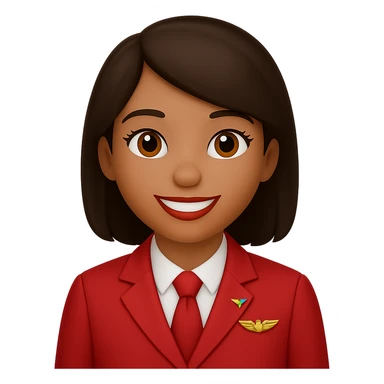 Remove the hat from the flight attendant, keep the red uniform, in the style of Apple emoji style. sticker