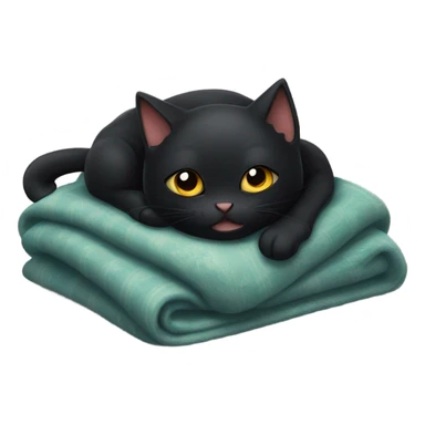 black cat sucking on a blanket sticker