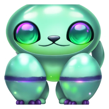 Shiny, Sparkly, Dark-type--Psychic-Ice-type-Fakémon-Alien-Cat Blind Purple eyes, green gem, full body sticker