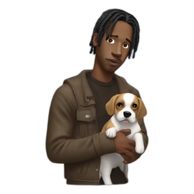 Travis Scott with a dog in his hand sticker