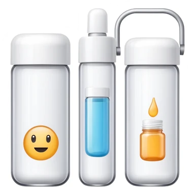 emoji of beauty tubes and jar with brand labels, minimalistic design sticker