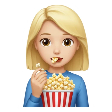 Blonde girl eating popcorn sticker
