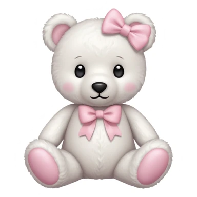 White cute teddybear toy with a light pink bow on her head sticker