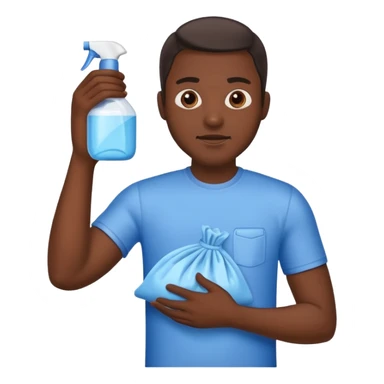 dark skin man holding laundry detergent sticker