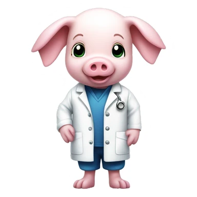 a piglet in white lab coat full length sticker
