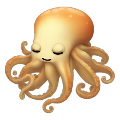 a cute kraken with closed eyes relaxing sticker
