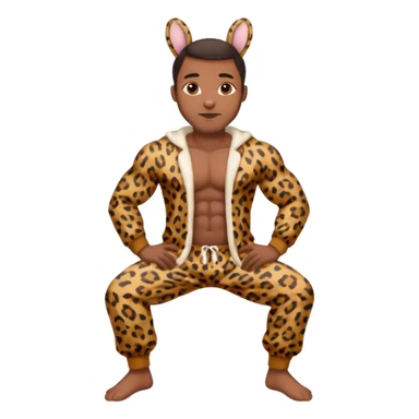 Handsome Black guy with brown skin tone, with muscular build, wearing loose fitting leapard print pajamas and bunny slippers  sticker