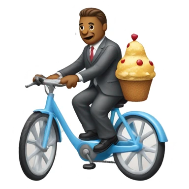 Un hombre con un helado montado en una bicicleta con traje d pollo sticker