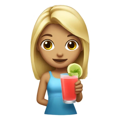 Blonde girl holding Guava juice sticker