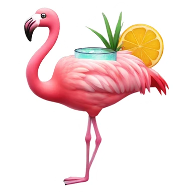 Flamingo with a cocktail sticker