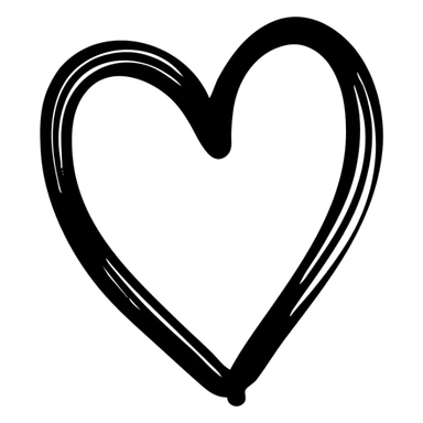 heart shape life icon, hand drawn black outlined style sticker