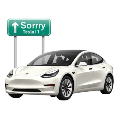 White tesla model 3 with the text «sorry I can park elsewhere» sticker